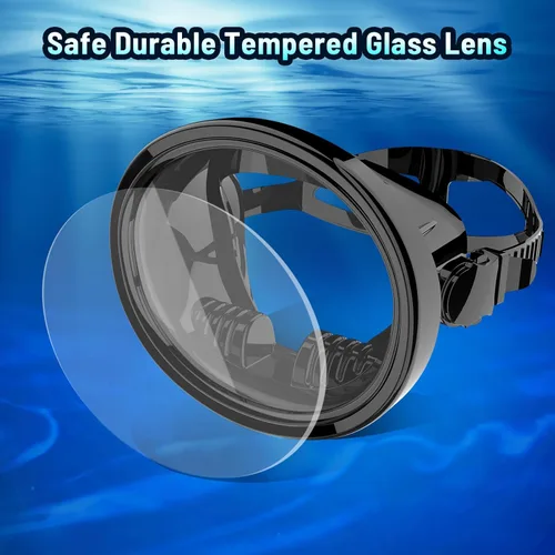 Miniatura 3 de Máscara de buceo Máscara de buceo Máscara de pesca submarina Máscara de agua de apnea de vidrio templado ovalada HD antivaho Gafas de buceo