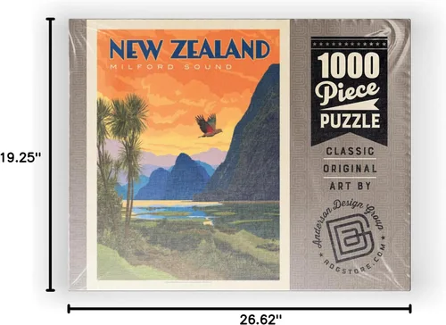 Miniatura 7 de MyPuzzle New Zealand: Milford Sound, Vintage Poster - Rompecabezas prémium de 100 piezas para adultos
