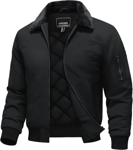 TACVASEN Chaqueta bomber para hombre, chaqueta acolchada de invierno, repelente al agua, resistente al viento, chaqueta acolchada gruesa y cálida