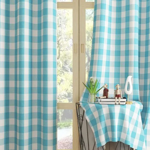 Miniatura 11 de UPOPO Cortinas de ventana Buffalo Check 122 cm de largo, cortinas de algodón para sala de estar, paneles de cortina a cuadros para dormitorio