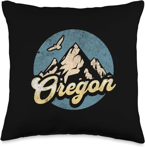 Oregon USA Outdoor Vintage Oregon - Almohada de 16 x 16 pulgadas, multicolor