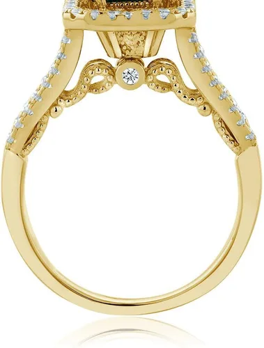 Miniatura 4 de Gem Stone King Anillo de esmeralda simulada de plata chapada en oro amarillo de 18 quilates para mujer 2.78 quilates Corte esmeralda 9X7MM