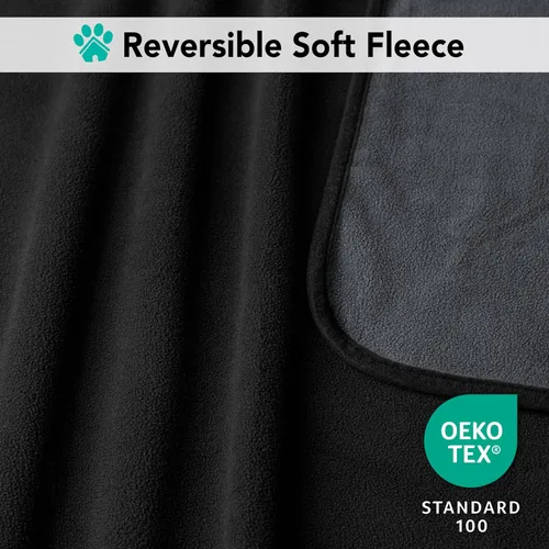 Miniatura 4 de PetAmi Manta Impermeable para Mascotas Cama para Perros Funda de Sofá para Muebles, Reversible Lavable Forro Polar Suave Negro/gris