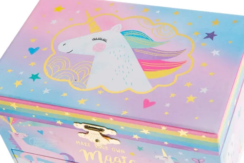 Miniatura 9 de Jewelkeeper Caja de música de unicornio y juego de joyas para niñas pequeñas, 3 regalos de unicornio para niñas