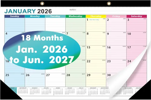 Miniatura 13 de 2026 Calendario de escritorio Calendarios de escritorio 2026-2027 Calendario de pared de 18 meses desde enero de 2026 hasta junio de 2027, papel