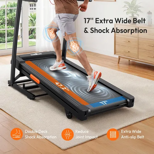 Miniatura 5 de THERUN Incline Treadmill, Treadmills for Running and Walking, 300 lbs Weight Capacity Folding Treadmill with 0-15% Auto Incline, Wide Belt, 3.5 HP