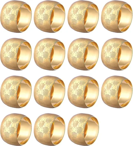 Miniatura 12 de Servilleteros redondos para mesa de comedor, fiestas, bodas, reuniones familiares, banquetes de Navidad, cenas, decoraciones (12 juegos dorados)
