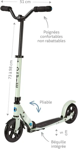 Miniatura 2 de Micro Kickboard - Patinete plegable Speed Deluxe, de 180 mm, 2 ruedas, con manillares ajustables, deslizamiento suave, silencioso, para adolescentes