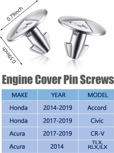 Miniatura 2 de Pack-8 Tornillos de pasador de cubierta inferior del motor, compatibles con Honda Civic, Accord y CRV 90674-TY2-A01, tornillos de tornillo