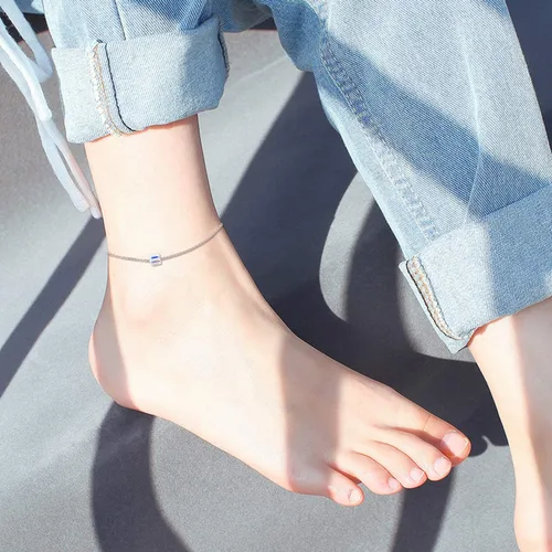 Miniatura 4 de AOBOCO Crystal Ankle Bracelet for Women Sterling Silver Teens Anklets
