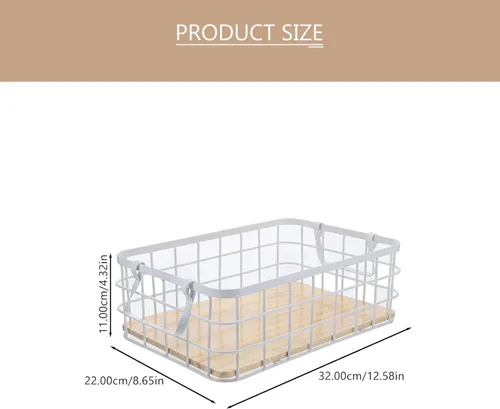 Miniatura 2 de VILLCASE Cesta de servicio de cocina, organizador de almacenamiento de metal de alambre de granja, cesta de frutas de cebolla con asas