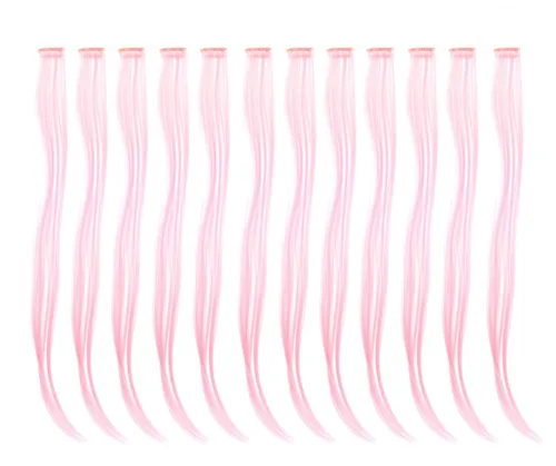Miniatura 12 de SWACC 12 unidades de broches con extensiones reflejos para cabello de un solo color para fiestas. Mechones de cabello sintético de color., Azul Azul