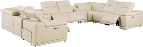 Miniatura 55 de BlackJack Furniture Venice - Juego de sofá reclinable seccional de cuero italiano de grano superior de 12 piezas con 4 reclinables eléctricos
