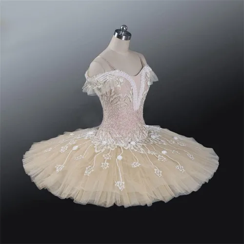 Miniatura 2 de ZJHYXYH - Tutú de ballet profesional para adultos, color beige, crema, muñeca de actuación, disfraz clásico de ballet