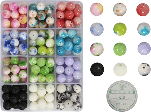 Miniatura 10 de Cuentas de jade persa natural de 0.315 pulgadas, 100 cuentas redondas sueltas de cristal curativo teñido negro colorido para la fabricación