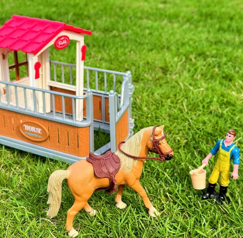 Miniatura 2 de Peagrav - Juego de establo para caballos con jinete, área de lavado, valla y figuras de animales, regalos para niñas y niños de 3 a 8 años