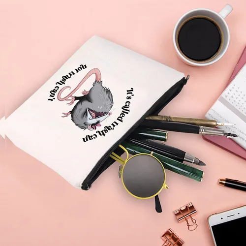 Miniatura 3 de XYANFA Bolsa de maquillaje con texto en inglés "It's Called Trash Can Not Trash Can't Zarigüeya", regalos para amantes de la zarigüeya, bolsa