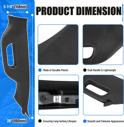 Miniatura 4 de HECASA Una manija de agarre de pilar, moldura interior derecha del lado del pasajero compatible con Ford F-250 F-350 F-450 F-550 Super Duty Negro