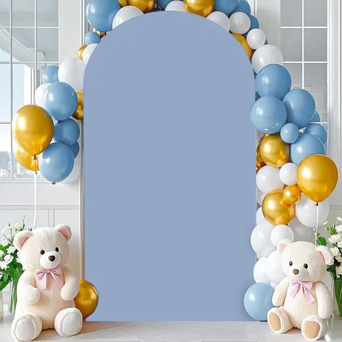 Miniatura 6 de FANPROMS Cubierta para Arco de Boda 6 Pies Azul Polvoriento Cubierta de Fondo de Arco Chiara Spandex Cubiertas de Arco Tela Elástica para Marco Beige