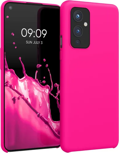 kwmobile Funda compatible con OnePlus 9 (versión EU/NA) - Funda de silicona TPU con acabado suave - Rosa neón