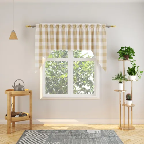 Miniatura 192 de Cenefas de cortina para ventana de 16 pulgadas de largo, 2 paneles de cuadros búfalo, cortinas pequeñas con bolsillo para barra, estilo clásico