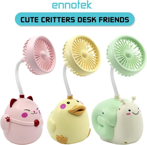 Miniatura 11 de Bonito ventilador de escritorio de pato amarillo con soporte para bolígrafo, ventilador de animales, decoración de pato para oficina, accesorios