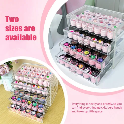 Miniatura 3 de Caja de almacenamiento de 4 niveles para decoración de arte de uñas, organizador acrílico para maquillaje y joyería con cajones, almacenamiento