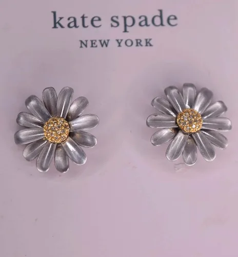 Miniatura 5 de Kate Spade New York Into The Bloom - Aretes de plata con tachuelas, talla única, multicolor, Plata, Circonia cúbica
