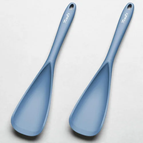 Miniatura 9 de Cuchara de espátula de silicona, ideal tanto para cocinar como para servir, silicona negra mate duradera sin BPA, diseño sin costuras, segura