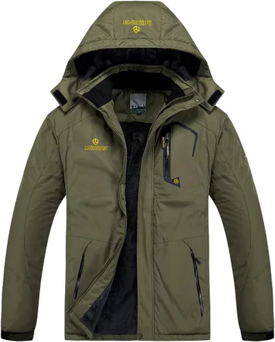 Miniatura 2 de Chaqueta de esquí para hombre, de invierno, con forro polar cálido, impermeable, cortavientos, con capucha, para montaña, senderismo, nieve y lluvia