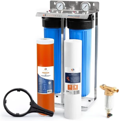 Miniatura 17 de Aquaboon Sistema de filtro de agua de 2 etapas para toda la casa con prefiltro, hierro y manganeso de 20 x 4.5, filtros de sedimentos, manómetro