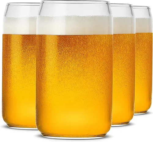 LUXU Vasos de cerveza con forma de lata de 20 onzas, juego de 4 vasos de cerveza artesanales, vasos de cerveza grandes para cualquier bebida y