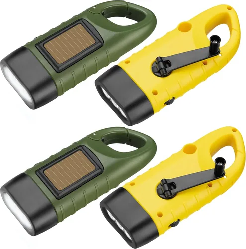Miniatura 8 de SEANCHEER Linternas solares de manivela, linterna LED compacta recargable de emergencia, linterna de supervivencia de mano, linterna de dinamo