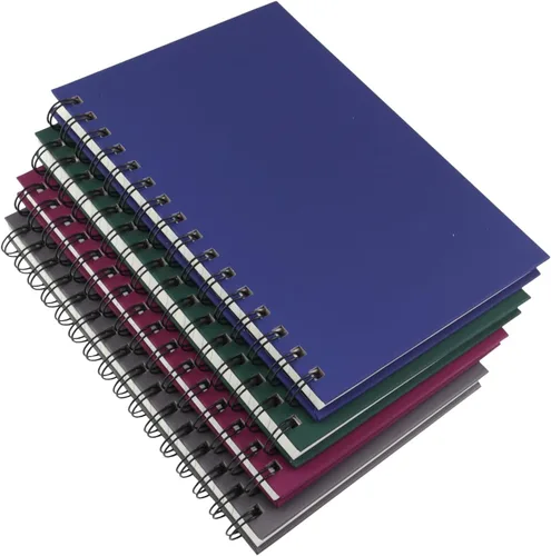Cuaderno en espiral, paquete de 4 cuadernos en espiral de tapa dura A5, 5.7" x 8.5", 160 páginas, papel de 100gsm, diarios con rayas universitarias