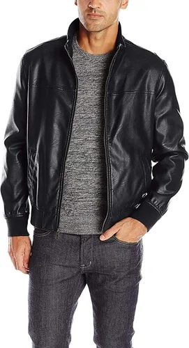 Tommy Hilfiger Chaqueta bomber de piel sintética para hombre