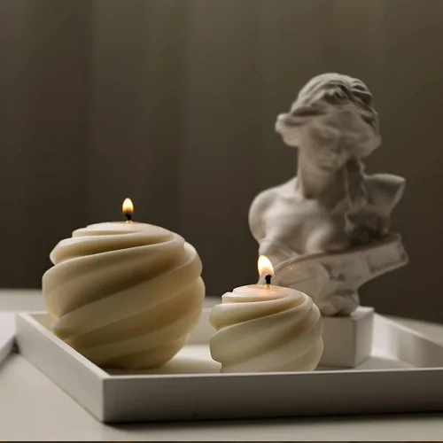 Miniatura 5 de XMOX Molde de vela de silicona con forma de bola en espiral, simplicidad, geometría moderna, cera de jabón, moldes de resina, velas de bricolaje
