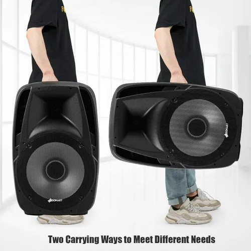 Miniatura 2 de Sonart - Altavoces alimentados de 15 pulgadas, 1500 W, sistema de altavoces PA portátiles de rango completo de 2 vías con soportes/luz