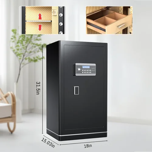 Miniatura 7 de Caja de seguridad FABAO de 6.5 pies cúbicos, caja de seguridad para el hogar con bolsa impermeable e ignífuga, caja de seguridad digital antirrobo
