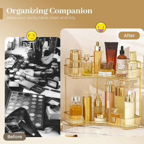 Miniatura 5 de Aveniee Organizador de Esquina para Encimera de Baño, Estante de Encimera de Baño Organizador de Maquillaje para Tocador, Bandeja de Perfume
