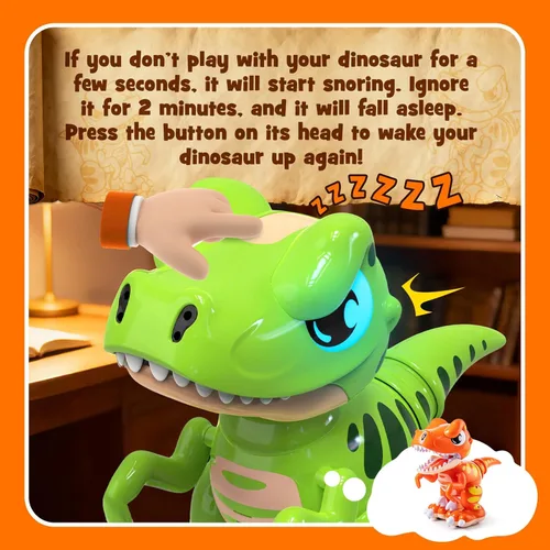 Miniatura 9 de P&C Juguetes de dinosaurio con control remoto para niños Robot recargable Velociraptor con pulverización, efectos de sonido, baile, Dino RC