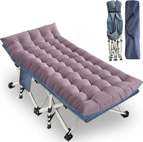 Miniatura 10 de Cuna de Camping con Colchón Cómodo Camas para Dormir Fácil de Montar Cama de Camping Resistente Cama Plegable Cama de Huésped con Bolsa de Transporte