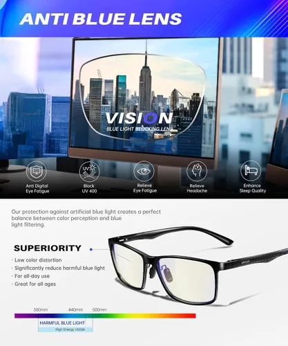Miniatura 5 de ANYLUV Al-Mg - Lentes de bloqueo de luz azul metálico + lentes de fibra de carbono