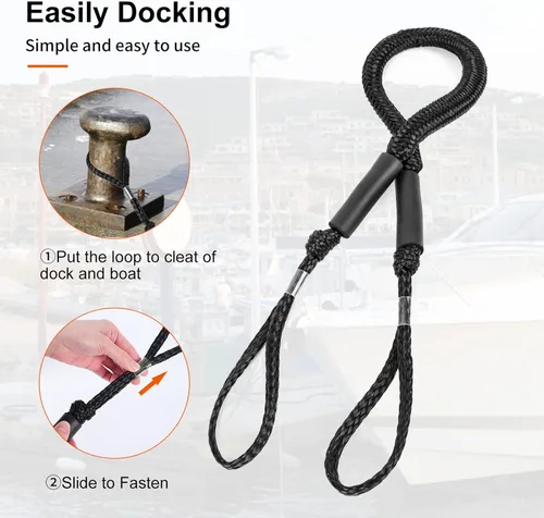 Miniatura 6 de Líneas elásticas para muelle – Accesorios para barcos – Cuerda de amarre de 4 pies para PWC, moto acuática, pontón, kayak, canoa, lancha motora