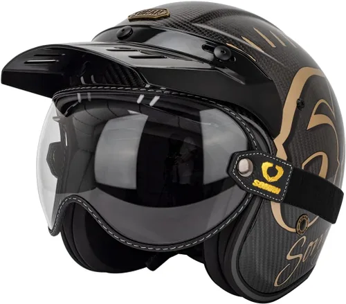 Miniatura 7 de Protector retro para casco de motocicleta, visera de burbujas, lentes de policarbonato de repuesto universal para casco completo de cara abierta