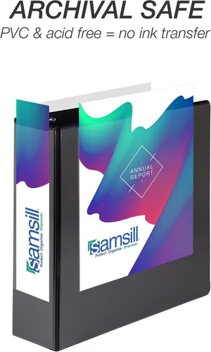 Miniatura 375 de Samsill - Carpeta duradera de 5 pulgadas, fabricada en los Estados Unidos, con anillos en D, transparente y personalizable, color blanco