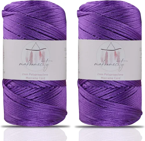 Miniatura 56 de Makromecity, 2 carretes de cordón de macramé de poliéster de 2 mm x 250 yardas (750 pies) de 2 mm de cordón de polipropileno para macramé, ideal