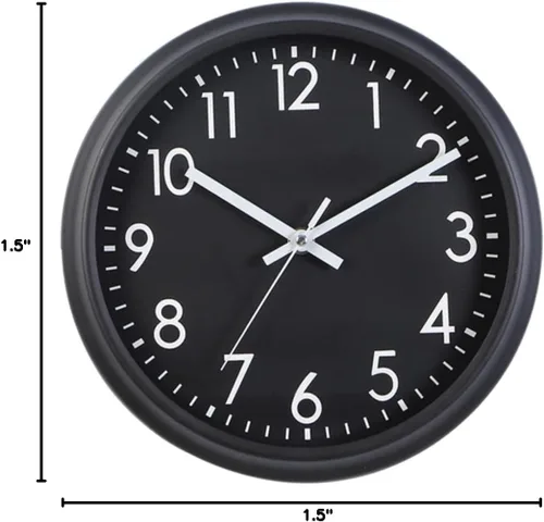 Miniatura 10 de Amosfun Reloj de pared silencioso redondo de 10 pulgadas con pilas Reloj de cuarzo para sala de estar dormitorio Negro