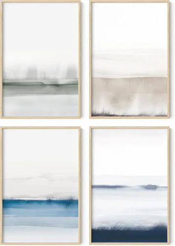 Miniatura 79 de HAUS AND HUES Arte abstracto para pared en blanco y negro, juego de 4 pósteres minimalistas en blanco y negro para paredes, pósteres estéticos Juego
