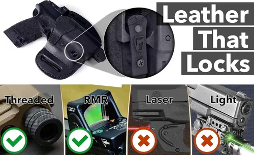 Miniatura 6 de Urban Carry LockLeather OWB RMR/RDS - Funda segura y cómoda de cuero/polímero híbrido para una ocultación óptima Diestro Compatible con una