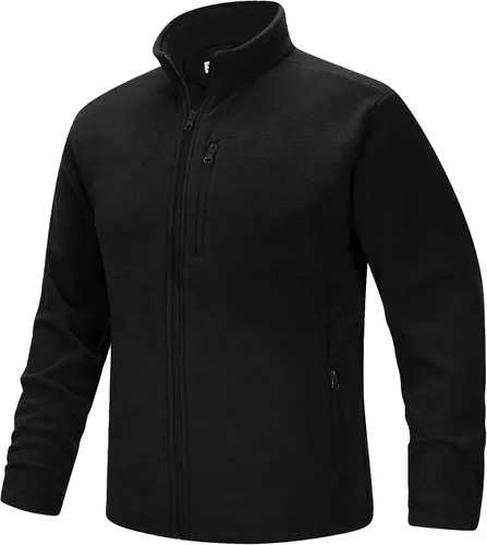 33,000ft - Chaqueta de forro polar con cremallera completa para hombre, ligera, cálida y suave, chaquetas de manga larga con bolsillos para